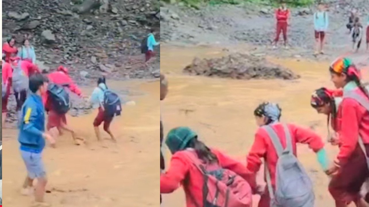 बाढी पार गर्दै स्कुल जाने नानीबाबु, पुल विहीन बस्तीको पीडा